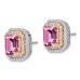 14K Two-Tone Lab Grown Diamond and Created Pink Sapphire Earrings