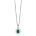 14K White Gold Lab Grown Diamond and Cr Oval Emerald Pendant Necklace