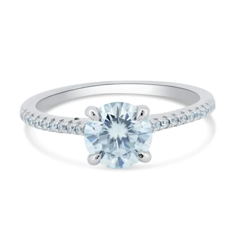 Silver 925 Rhodium Plated 1 Carat Moissanite Stones Ring