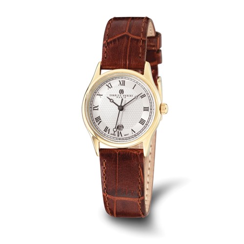 Ladies Charles Hubert IP-plated Stainless Steel Leather Band 29mm Watch