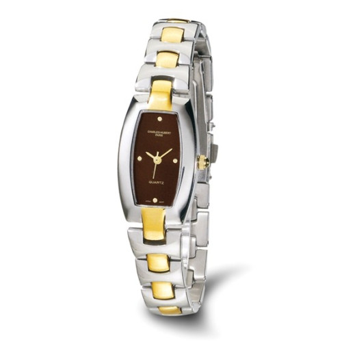 Ladies Charles Hubert IP-plated Stainless Steel Brown Dial 19x31mm Watch