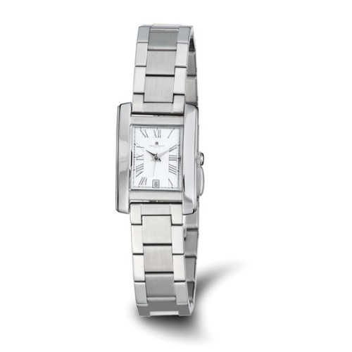 Ladies Charles Hubert Stainless Steel White Dial 20mm Rectangular Watch