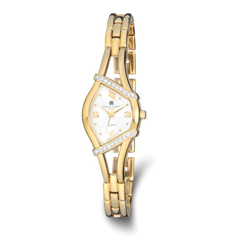 Ladies Charles Hubert Gold-finish Crystal Bezel 20mm Watch