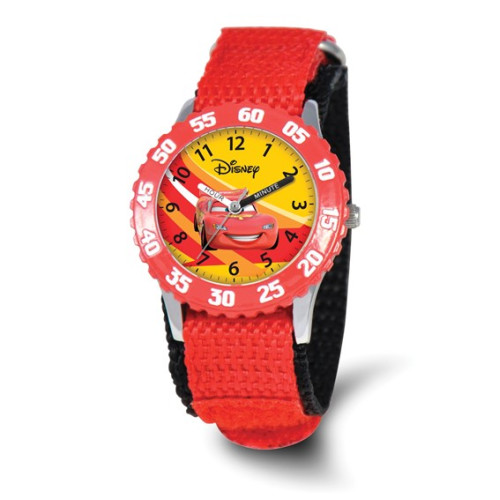 Disney Kids Cars Lightning McQueen Red Velcro Band Time Teacher Watch