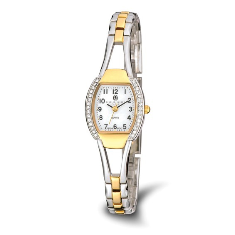 Charles Hubert Two-Tone Gold-finish White Dial Quartz Watch