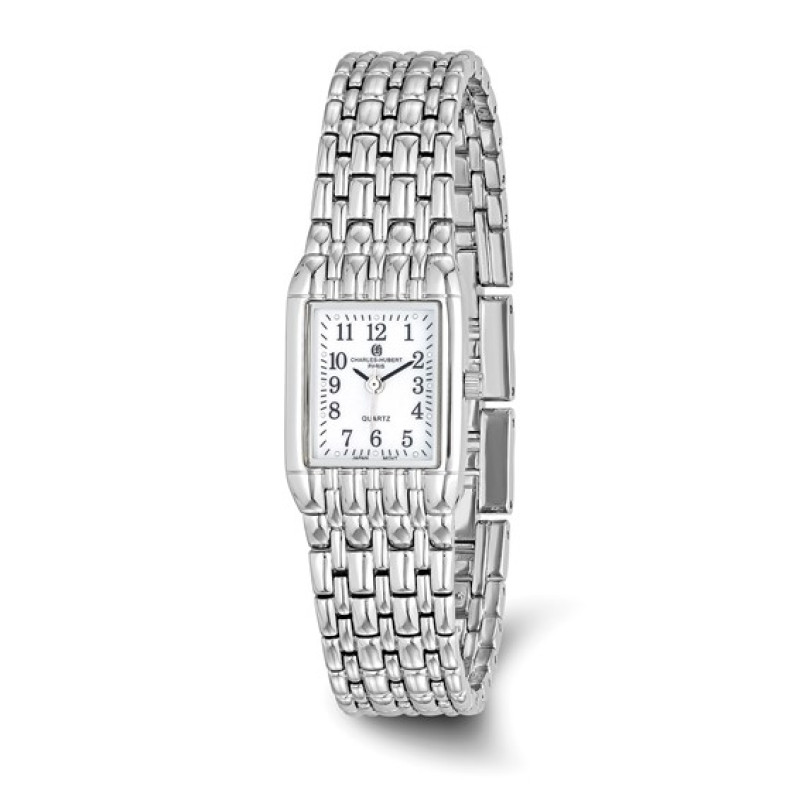 Charles Hubert Chrome-finish White Dial Quartz Watch