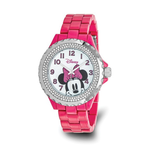 Disney Adult Size Pink Band with Crystal Bezel Minnie Mouse Watch