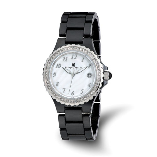 Ladies Charles Hubert Black Ceramic 38mm Watch