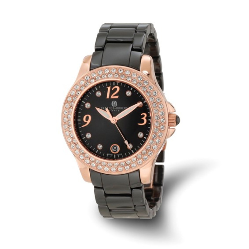 Ladies Charles Hubert Black Ceramic 40mm Watch