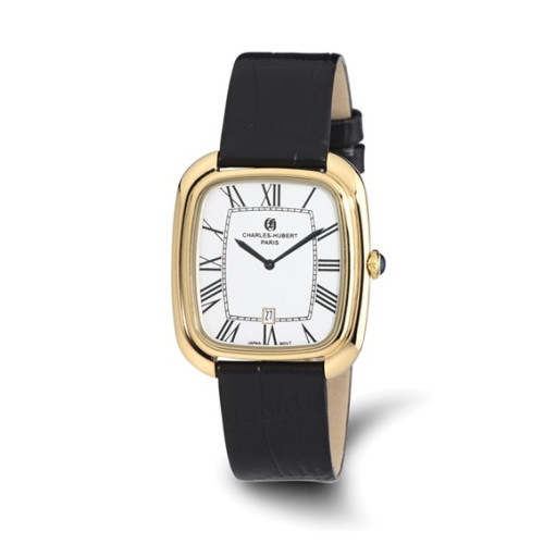 Ladies Charles Hubert IP-plated Square Face Leather Band Watch