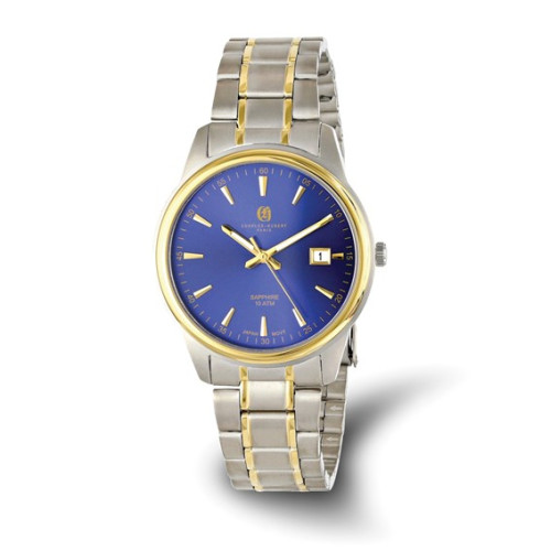 Mens Charles Hubert Two-Tone Titanium 40mm Blue Dial Watch