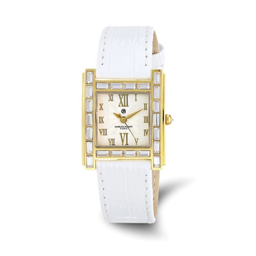 Ladies Charles Hubert Stainless Steel IP-plated Crystal Bezel Watch