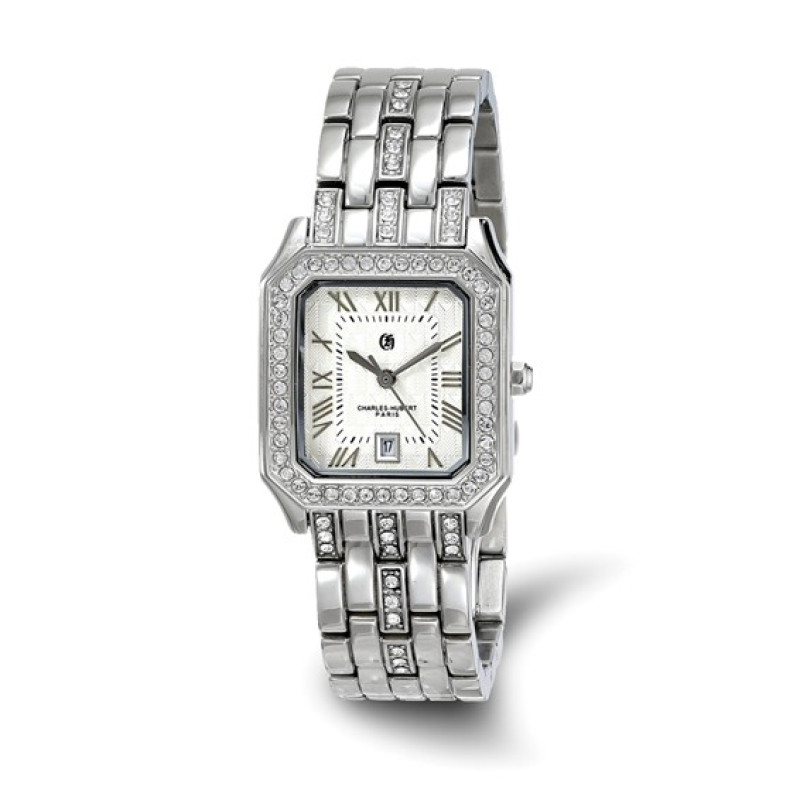 Ladies Charles Hubert Stainless 26 x 32mm Crystal Bezel Watch