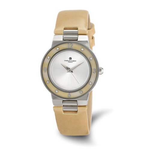 Ladies Charles Hubert Stainless Beige Mother of Pearl 32mm Watch