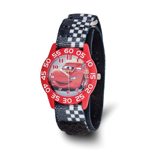 Disney Kids Lightning McQueen Acrylic Case Velcro Time Teacher Watch