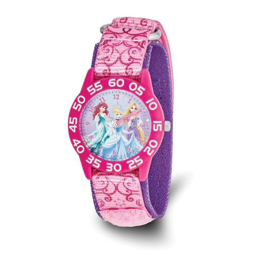 Disney Kids Princesses Acrylic Pink Nylon Time Teacher Watch