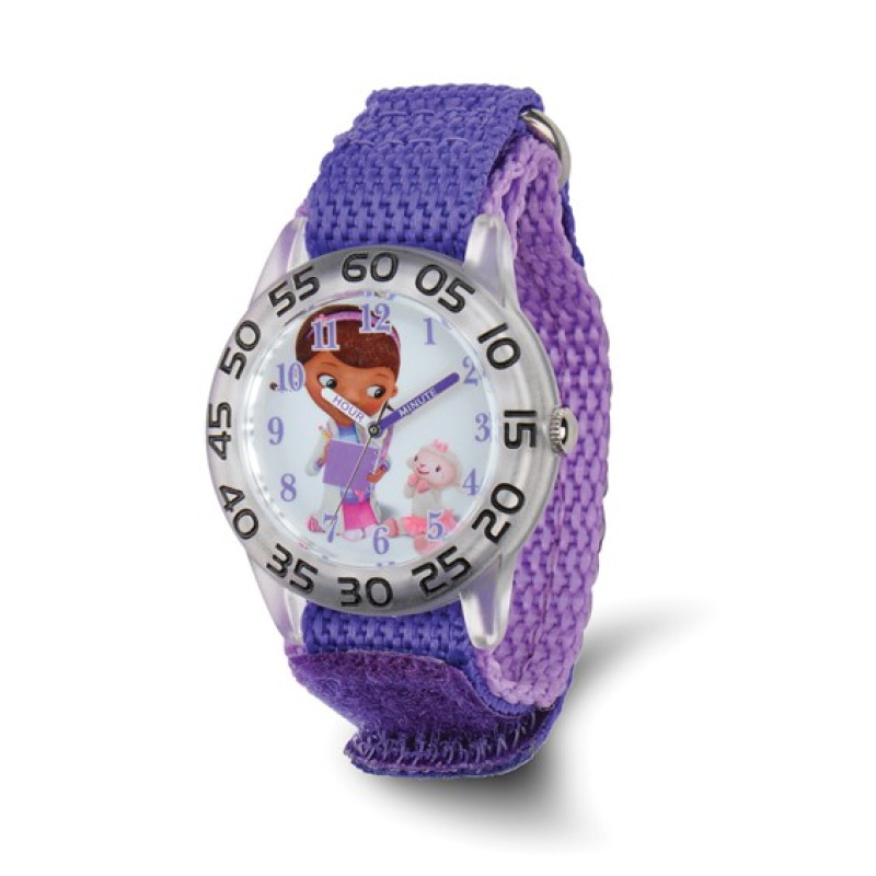 Disney Kids Doc McStuffins Acrylic Purple Nylon Time Teacher Watch