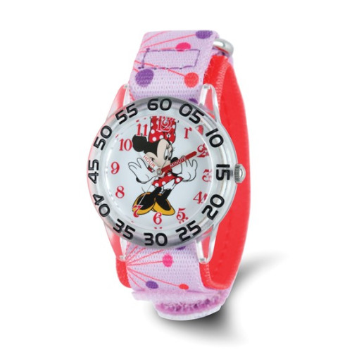 Disney Kids Minnie Mouse Pink Dot Acrylic Time Teacher Watch