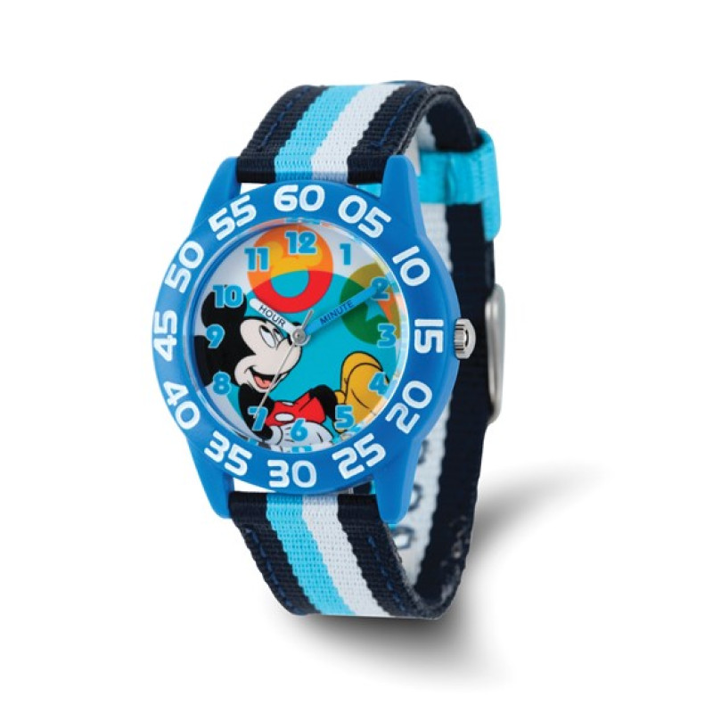 Disney Kids Mickey Mouse Striped Acrylic Time Teacher Watch