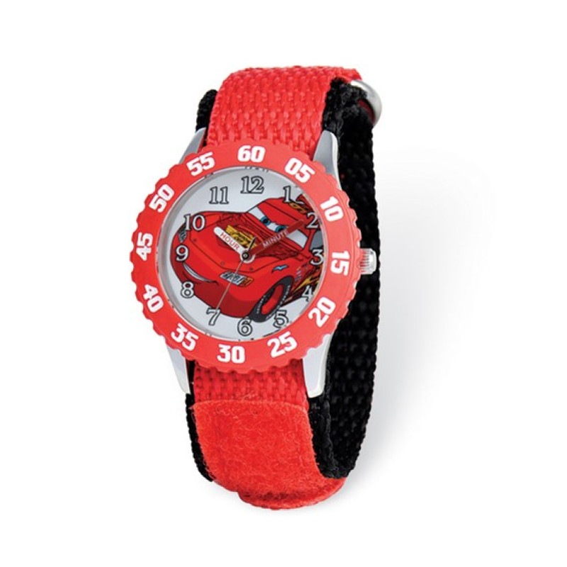 Disney Cars Lightning McQueen Red Nylon Time Teacher Watch