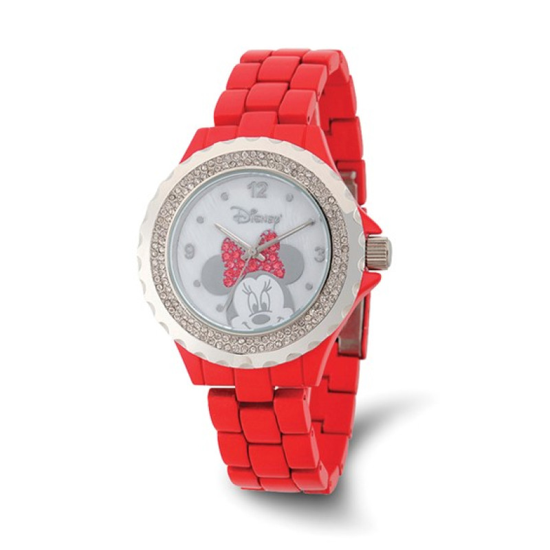 Disney Adult Size Minnie Mouse Bow Red Band Watch