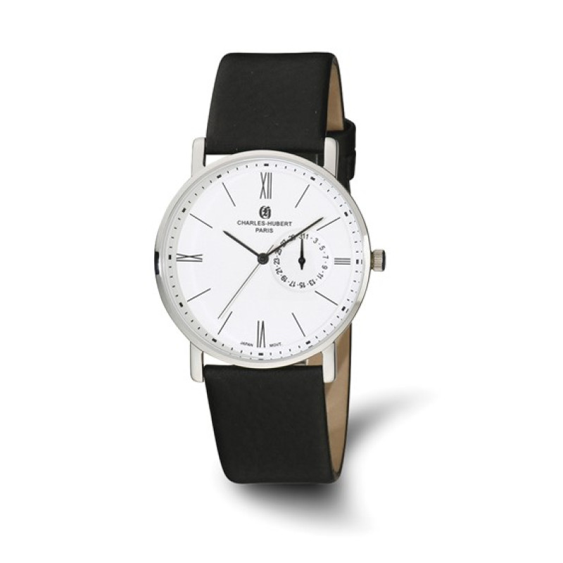 Mens Charles Hubert Stainless Steel White Dial Dress Watch