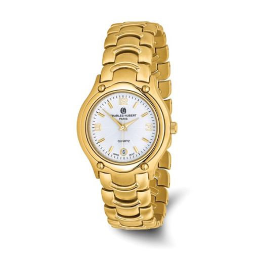 Mens Charles Hubert Gold-finish White Dial Watch