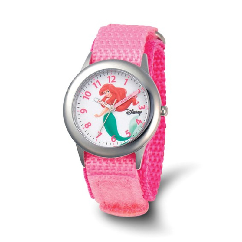 Disney Kids Ariel Pink Strap Time Teacher Watch