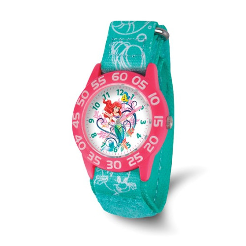 Disney Kids Ariel Acrylic Green Strap Time Teacher Watch