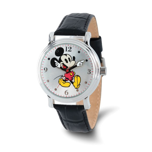 Disney Adult Size Black Strap Mickey Mouse with Moving Arms Watch