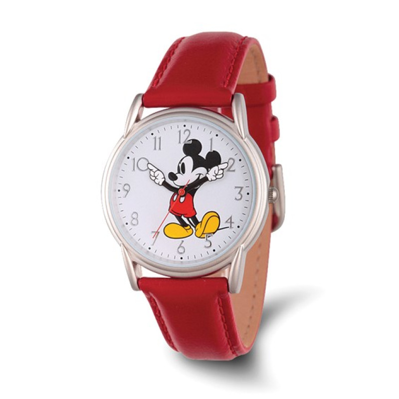 Disney Adult Size Red Strap Mickey Mouse with Moving Arms Watch