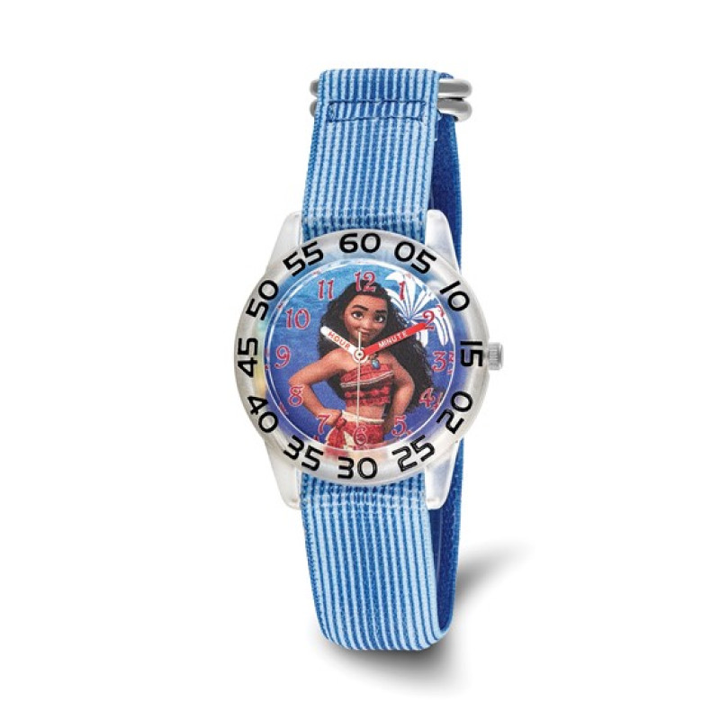 Disney Kids Moana Blue Strap Acrylic Time Teacher Watch