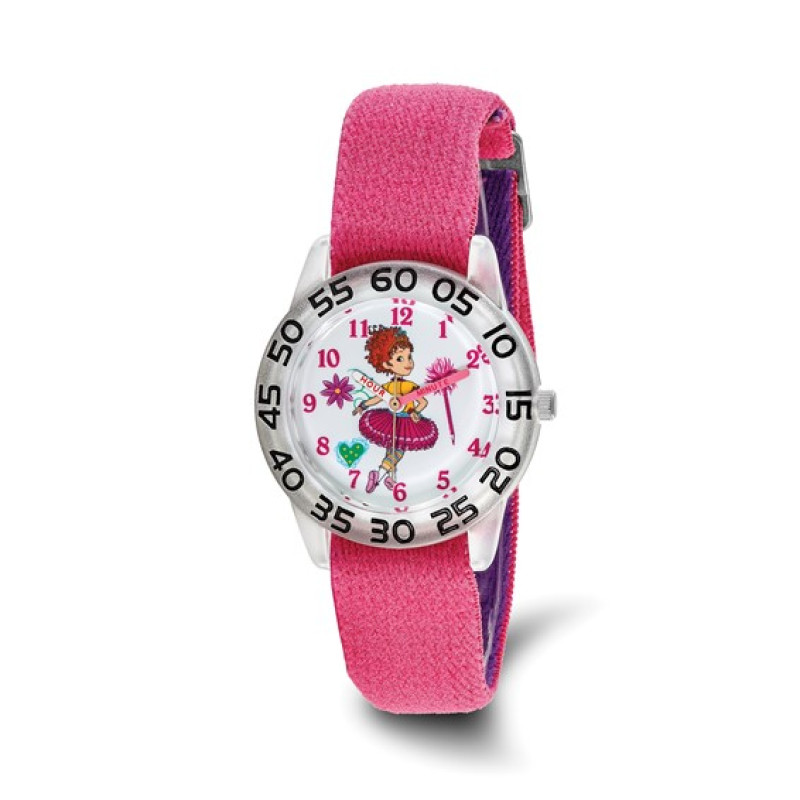 Disney Kids Fancy Nancy Pink Nylon Band Time Teacher Watch