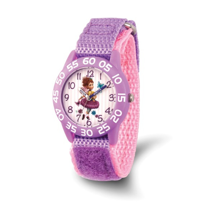 Disney Kids Fancy Nancy Purple Nylon Band Time Teacher Watch