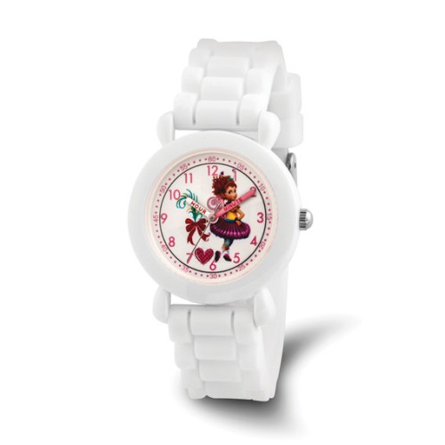 Disney Kids Fancy Nancy White Silicone Band Time Teacher Watch