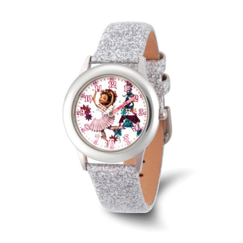 Disney Kids Fancy Nancy Glitter Leather Band Time Teacher Watch