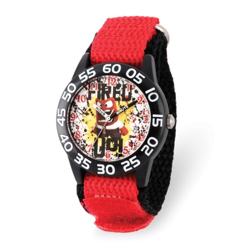 Disney Kids Inside Out Fired Up Red Nylon Band Time Teacher Watch