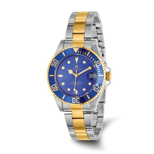 Ladies Charles Hubert Two-tone Silver Blue Dial Watch