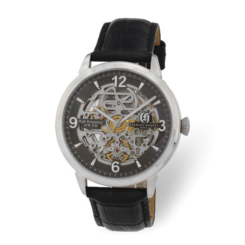 Charles Hubert Stainless Steel Black Skeleton Dial Automatic Watch