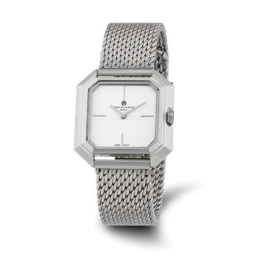 Ladies Charles Hubert Stainless Mesh Silver-tone Dial Quartz Watch