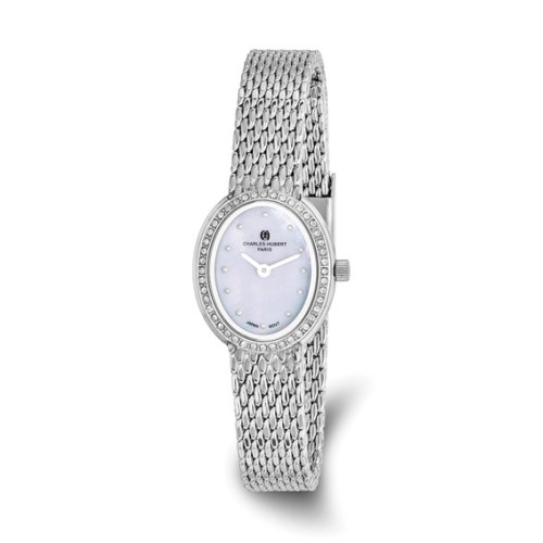 Ladies Charles Hubert Stainless Steel White MOP Dial Quartz Watch