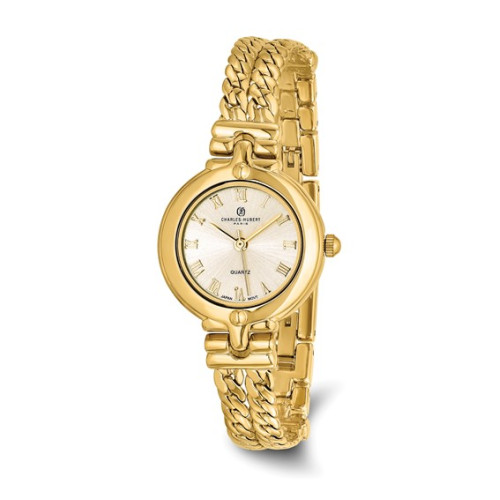 Ladies Charles Hubert Gold-finish Gold Dial Chain Bracelet Watch