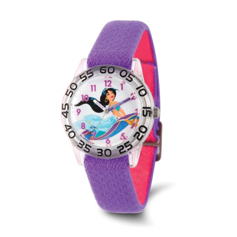 Disney Kids Aladdin Jasmine Time Teacher Purple Nylon Band Watch