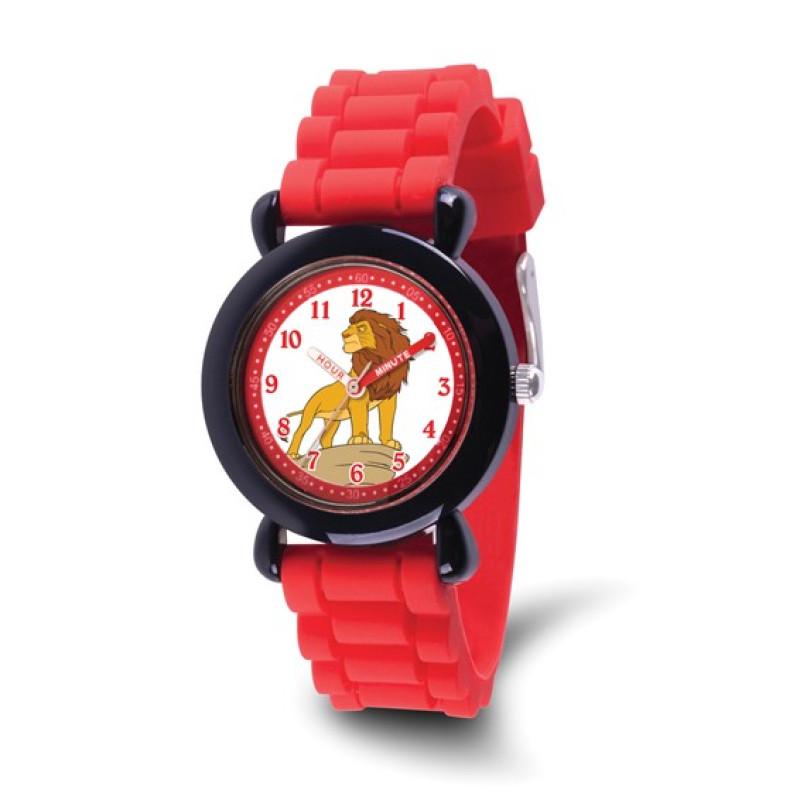 Disney Kids Lion King Simba Time Teacher Red Silicone Band Watch