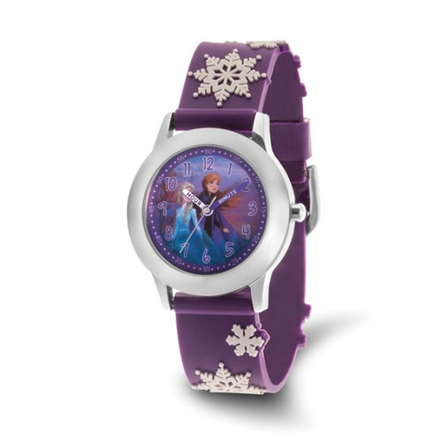 Disney Kids Frozen II Time Teacher Purple Snowflake Band Watch