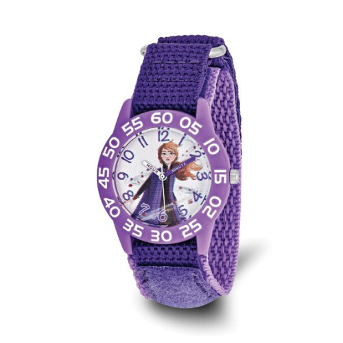 Disney Kids Frozen II Anna Time Teacher Purple Nylon Band Watch