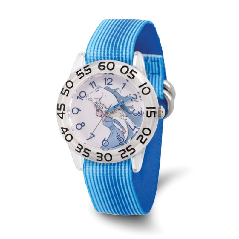 Disney Kids Frozen II Elsa and Horse Blue Stretch Time Teacher Watch