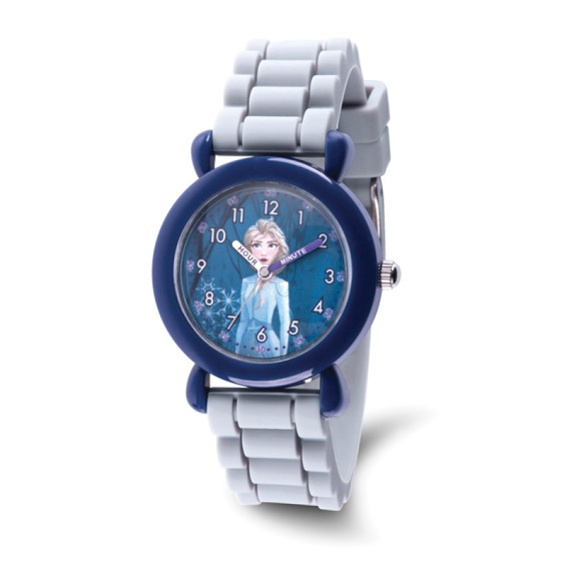 Disney Kids Frozen II Elsa Time Teacher Gray Silicone Band Watch