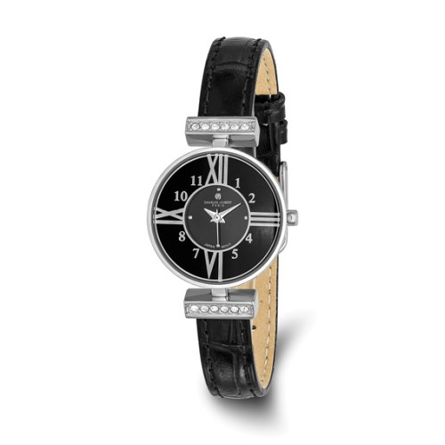 Ladies Charles Hubert Stainless Steel Black Dial Watch