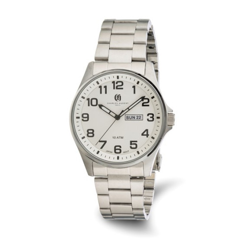 Charles Hubert Stainless Steel White Dial Watch